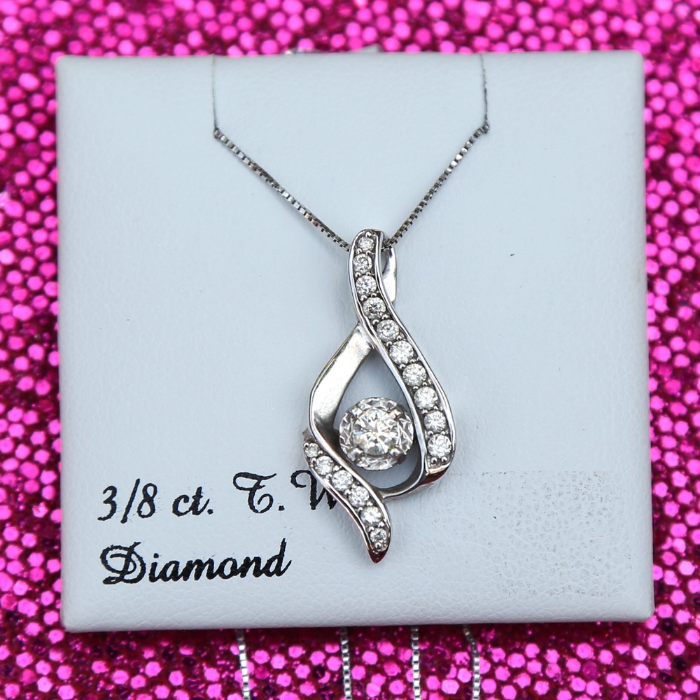 White Gold Drop Pendant Necklace